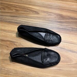 Lauren Ralph Lauren Shimmering Black Leather Loafers